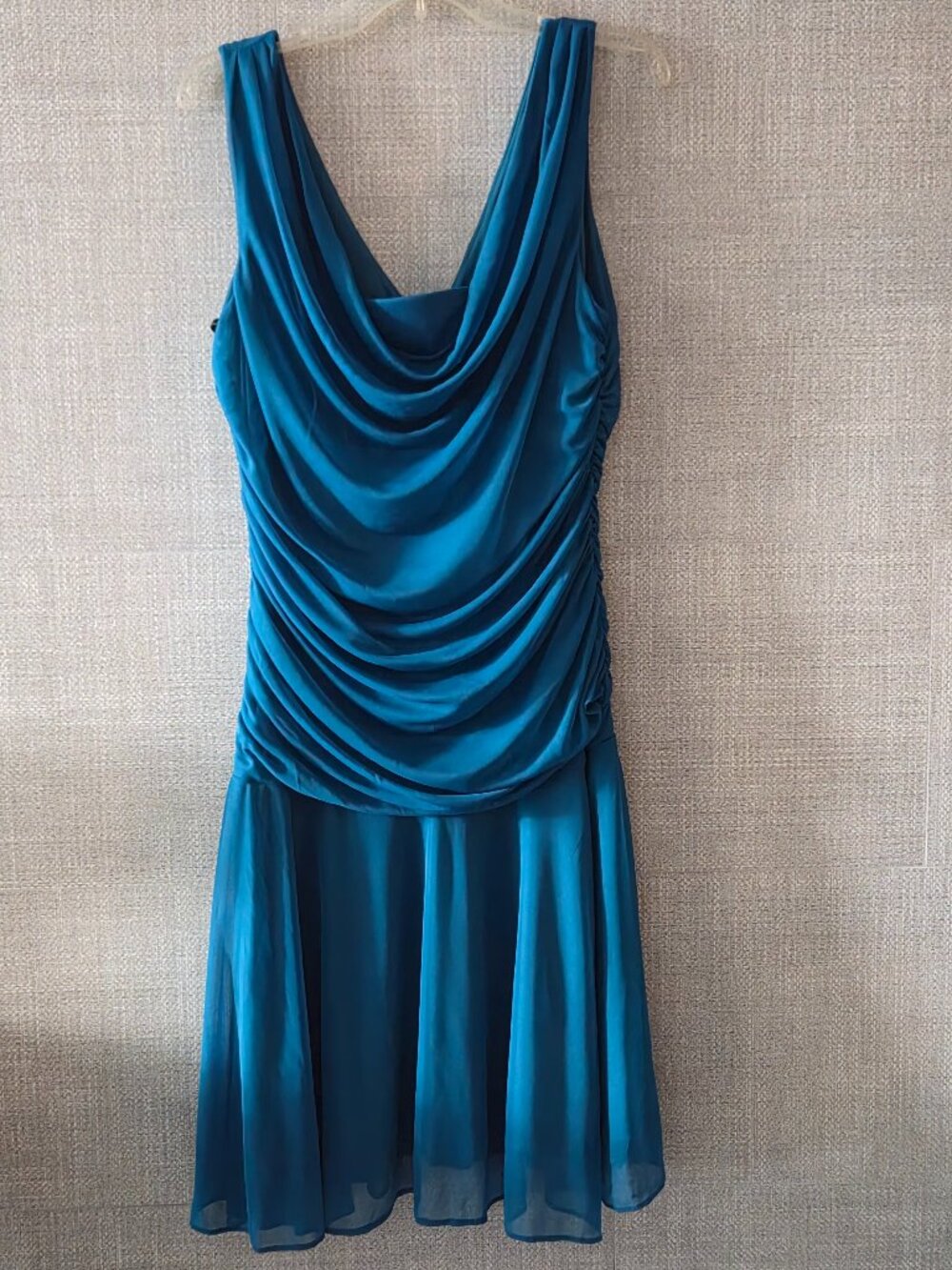 NW Collections women's stretch, turquoise, sleeveless knee length dress size 16.
